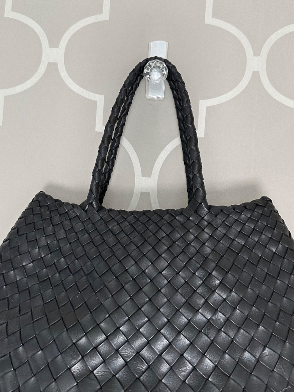 NWOT Dragon Diffusion Santa Croce Big Black Woven Leather Handbag - Picture 3 of 11